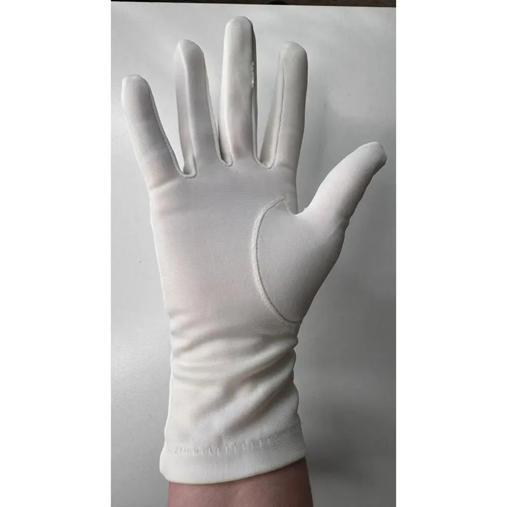 Vintage 1980s White/Ivory Unbranded Satin Beaded Floral Gloves XS S
